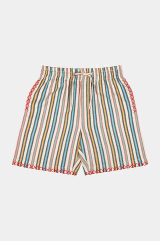 Multicolor stripe linen shorts