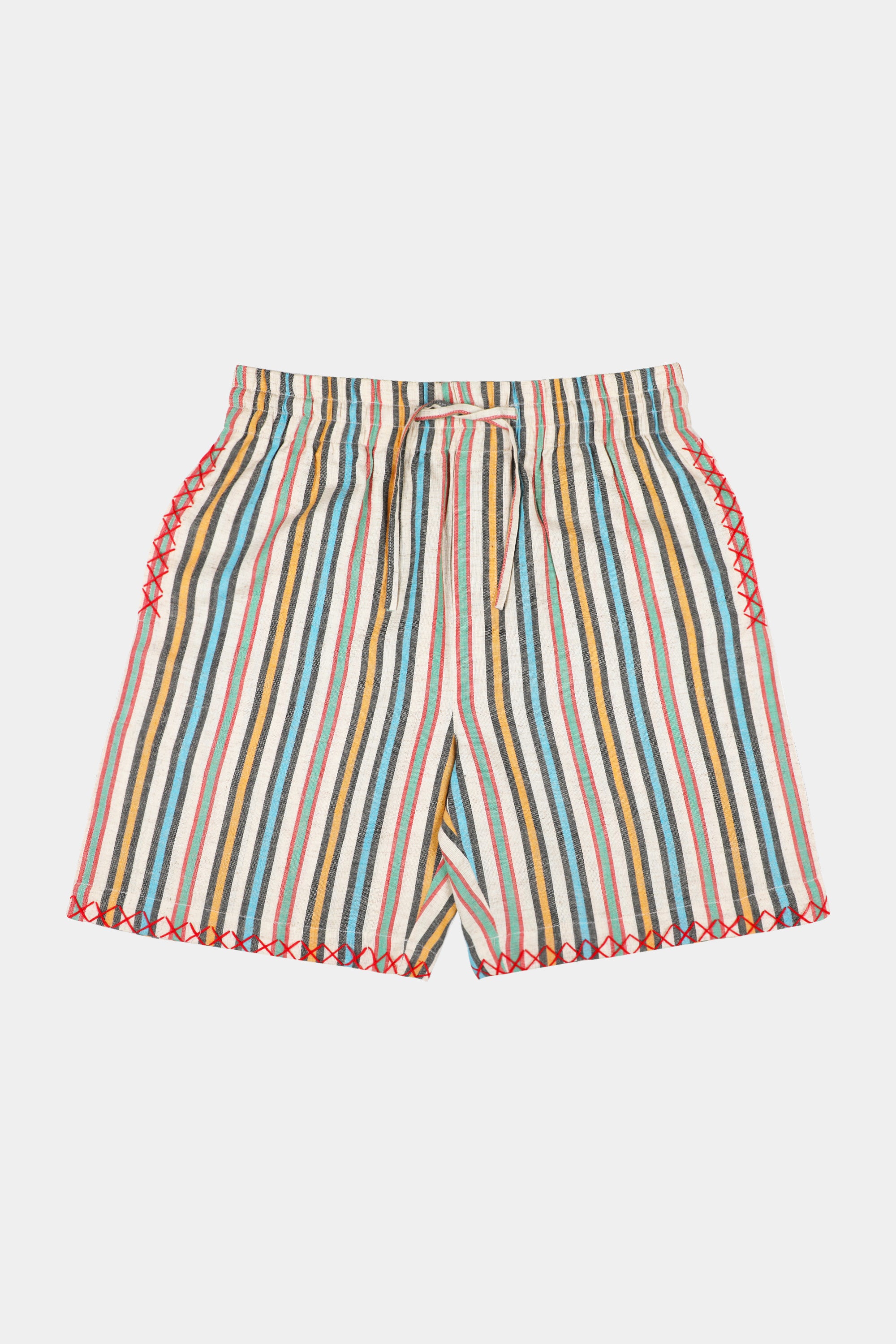 Multicolor stripe linen shorts