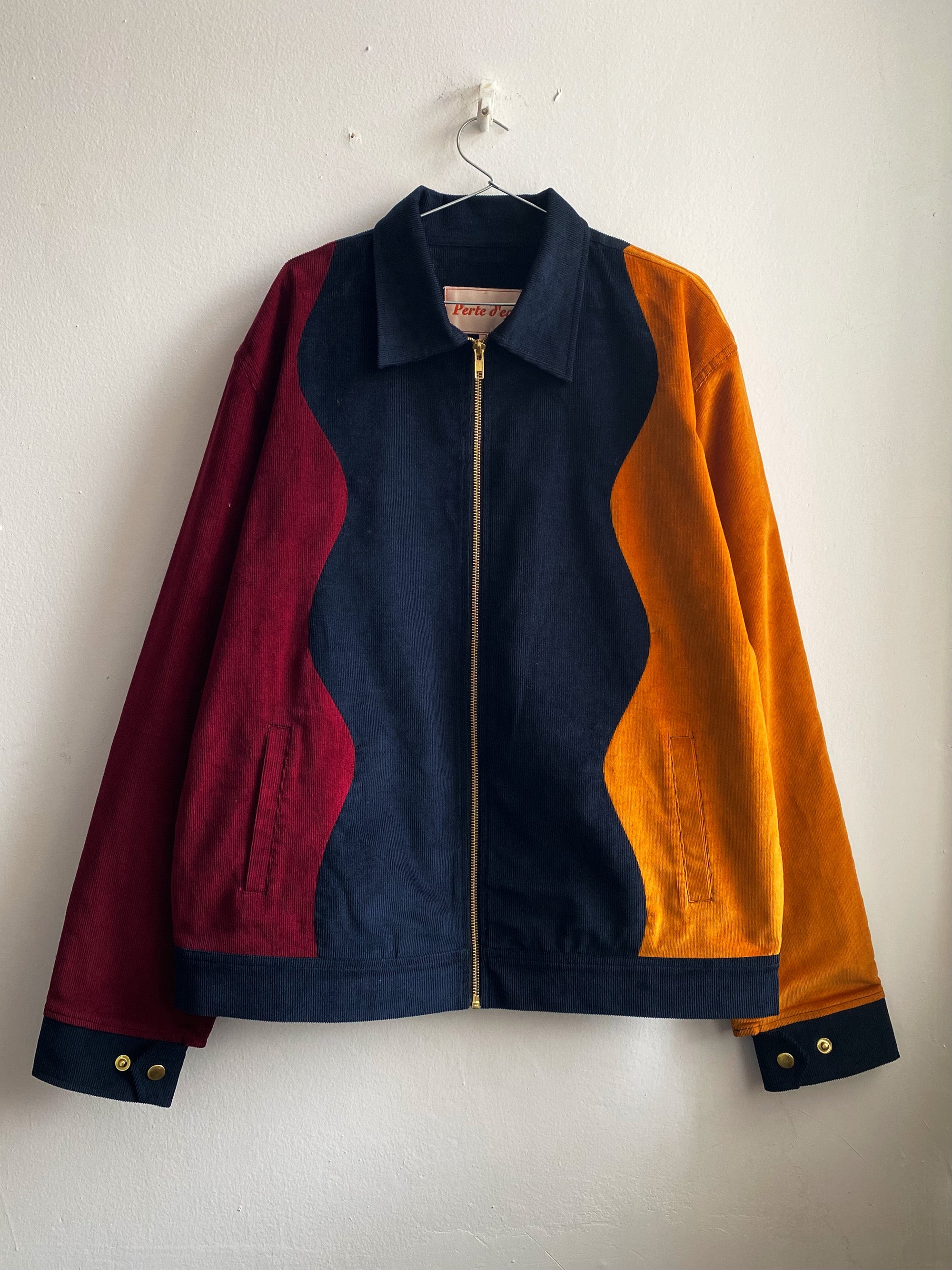 Wavy patchwork racer jacket